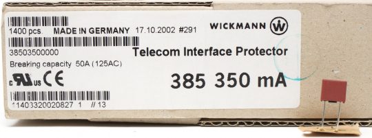 Fuse – Wickman Telecom Interface Protector TIP T350mA